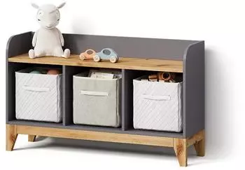 Livinity Mailo Kindersitzbank XL grau/Eiche Artisan, 3 Schubladen (59769)