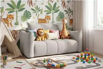 WFL GROUP Lilo Jugendsofa mit Schlaffunktion & Bettkasten, hellgrau Cord (800001751682)