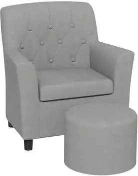 AIYAPLAY Kindersessel mit Fußhocker, Leinenoptik, grau (45x43x50,5cm)