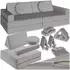 TecTake Spielsofa Lilly 8-teilig, Schlaffunktion, Leinenbezug