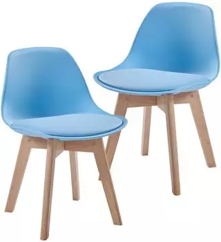 en.casa Elvdal Kinderstuhl 2er Set, gepolstert, himmelblau (56x38x33cm)