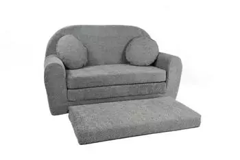FORTISLINE Sofa David ausklappbares Kindersofa aus Teddystoff, grau