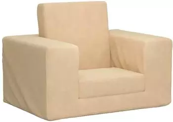 vidaXL Schlafsofa für Kinder, creme, weicher Plüsch (694920)