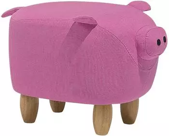 Beliani Piggy Tier-Hocker Stoff rosa (105942)
