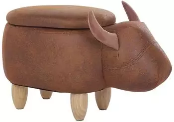 Beliani COW Kinder-Tierhocker Kuh, Kunstleder, braun (COW)