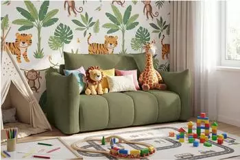 WFL GROUP Lilo Schlafsofa 2-Sitzer Bettkasten hellgr&uuml;n Cordstoff (800001751684)