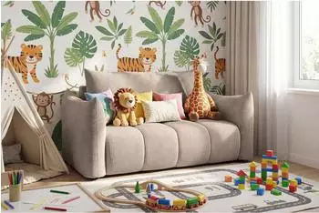 WFL GROUP Lilo Kindersofa mit Schlaffunktion & Bettkasten, beige Cord (800001751687)