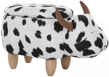 Beliani COW Tierhocker mit Stauraum, schwarz/wei&szlig;, Lederoptik (COW)