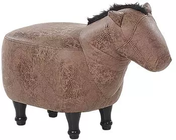 Beliani Horse Kinderhocker in Pferdeform, braun, Lederoptik (Horse)