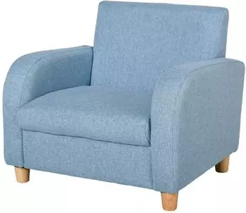 HomCom Kindersessel Leinen-Optik, Holzf&uuml;&szlig;e, blau, 49x45x44,5cm