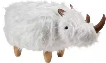 Beliani Woolly Hocker Nashorn Kunstfell, wei&szlig; (669886)