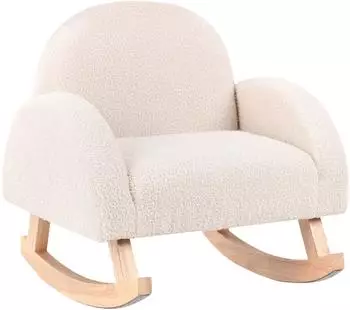 Beliani Hug Kinder-Schaukelstuhl Boucl&eacute; hellbeige