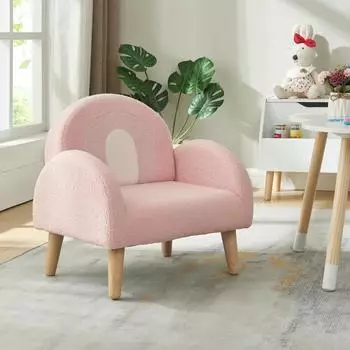en.casa Sorreindi Kindersessel Teddystoff, rosa (50x50x45cm)