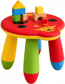 Relaxdays Kinderhocker Marienk&auml;fer, 26cm, abwischbar, bunt