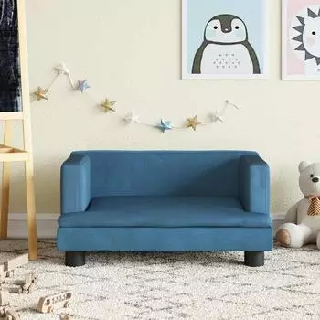 vidaXL Kindersofa Samt, blau, 60x40x30cm