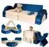 Relaxdays Kinder-Spielsofa modular, 10-tlg., Samt, blau, 150x47x65cm