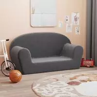 vidaXL Kindersofa 2-Sitzer Anthrazit Weich Pl&uuml;sch