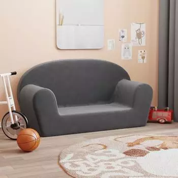 vidaXL Kindersofa 2-Sitzer, anthrazit, Pl&uuml;sch (356988)