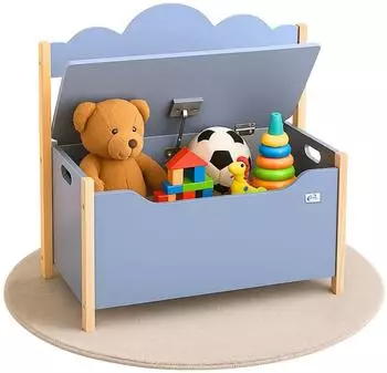 Coemo TRUDI Spielzeugtruhe mit Sitzbank, Holz, grau, 60&times;26&times;55cm