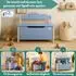 Coemo TRUDI Spielzeugtruhe mit Sitzbank, Holz, grau, 60×26×55cm