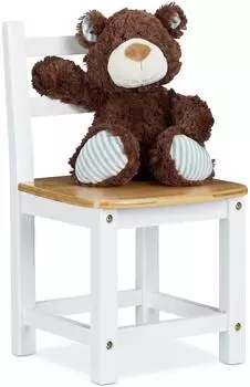 Relaxdays Kinderstuhl Landhausstil, Bambus, wei&szlig;