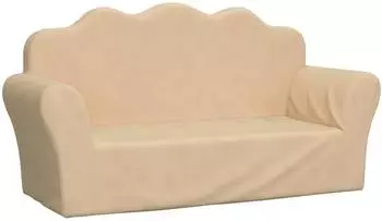 vidaXL Kindersofa 2-Sitzer, creme, weicher Pl&uuml;sch (357049)