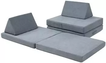 en.casa Norhulta Kinderspielsofa mit Schlaffunktion, 5-tlg., Cord, grau (150x66x46cm)