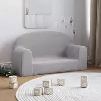 vidaXL Kindersofa 2-Sitzer Hellgrau Weich Pl&uuml;sch