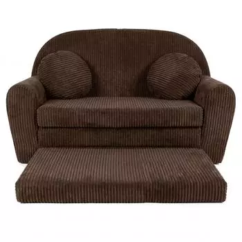 FORTISLINE Rosalia Kindersofa ausklappbar, Cord, altrosa (W490)