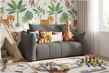 WFL GROUP Lilo Schlafsofa 2-Sitzer Bettkasten grauer Cordstoff (800001751671)