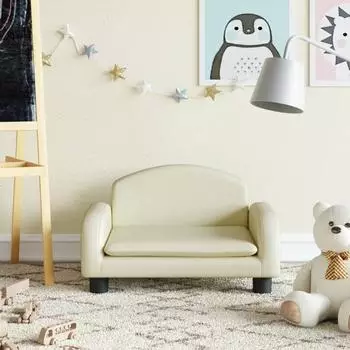 vidaXL Kindersofa Kunstleder, creme, 50x40x30cm