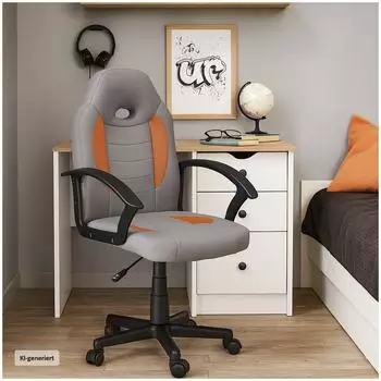 HTI-Living Daytona Junior Schreibtischstuhl höhenverstellbar, grau-orange