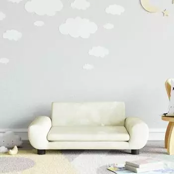 vidaXL Kindersofa Samt, creme, 70x45x33cm (3196392)