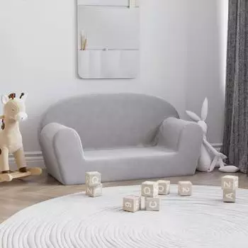 vidaXL Kindersofa 2-Sitzer, hellgrau, Pl&uuml;sch (356987)