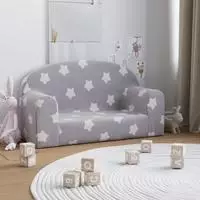 vidaXL Kindersofa 2-Sitzer Hellgrau mit Sternen Weich Pl&uuml;sch