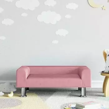 vidaXL Kindersofa Samt rosa 70x45x26,5cm (3196332)