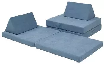 en.casa Norhulta Spielsofa 5-tlg. Cord blau, 150x66x46cm