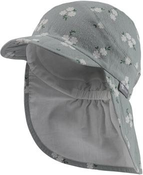 Sterntaler Mädchen Schirmmütze mit Nackenschutz Blüten steingrün (1412411-270)