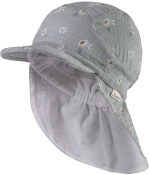 Sterntaler Mädchen Schirmmütze mit Nackenschutz Gänseblumen steingrün (1412412-270)
