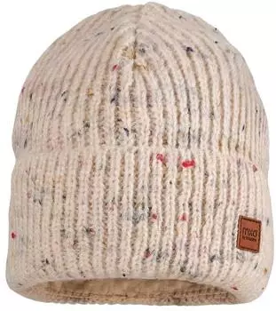 Maximo Girl-Beanie Effektgarn Jerseyfutter mit Umschlag Cap beigemelange
