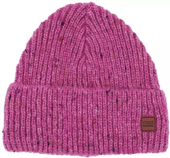 Maximo Girl-Beanie Effektgarn Jerseyfutter mit Umschlag Cap dark pinkmelange