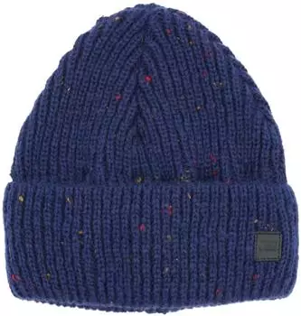 Maximo Girl-Beanie Effektgarn Jerseyfutter mit Umschlag Cap navymelange
