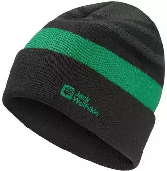 Jack Wolfskin Stripy Knit Beanie Kids Strickm&uuml;tze Kinder multi color slate green/mystic (1910402_T0354)