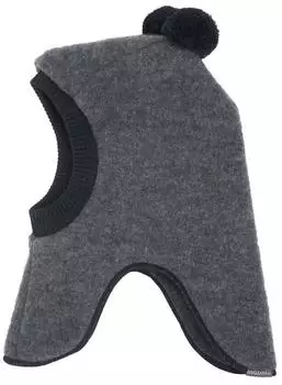 Maximo Kid's Mini-Schlupf mit Wollfleece und Pompons Sturmhaube mediumgreymelange