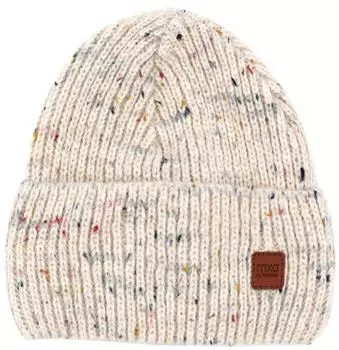 Maximo Girl-Beanie Effektgarn Jerseyfutter mit Umschlag beigemelange