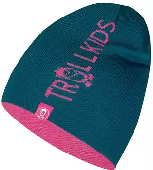 Trollkids Kid's Troll Beanie Long light magenta/dark marine