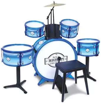 Bontempi BeatMaster Pro Kinderschlagzeug 5 Trommeln, blau, mit Hocker (514831)