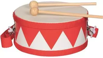 Goki Kindertrommel aus Holz mit 2 Schlägeln und Schulterriemen, Ø 15cm (61852)