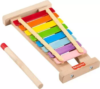 Fisher-Price Xylophon aus Holz, Musikinstrument mit 2 Teilen (HXV13)