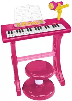Bontempi MiniKeyFun Spielzeug-Keyboard 37 Tasten mit Mikrofon und Hocker, rosa (133771)